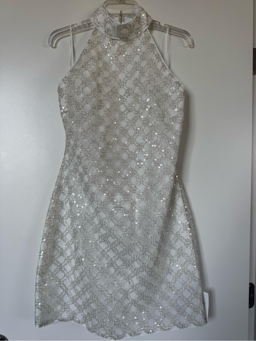 Rotate Embellished White Halterneck Dress (EU 44)